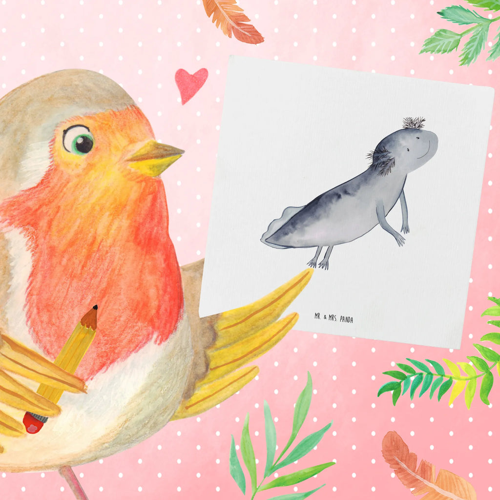 Deluxe Karte Axolotl Schwimmen Karte, Einladungskarte, Geburtstagskarte, Glückwunschkarte, Hochwertige Klappkarte, Grußkarte, Hochwertige Grußkarte, Hochzeitskarte, Klappkarte, Axolotl, Molch, Lurch, Probleme, Lurche, Axolot, Lösungen, Motivation, Problem, Schwanzlurch