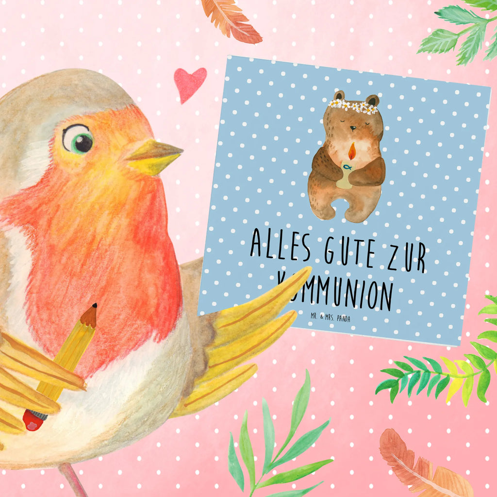 Deluxe Karte Bär Kommunion Geburtstagskarte, Hochwertige Klappkarte, Karte, Klappkarte, Hochzeitskarte, Einladungskarte, Grußkarte, Hochwertige Grußkarte, Glückwunschkarte, Bär, Teddy, Teddybär, katholisch, Kommunion, Taufkerze, Gottes Segen
