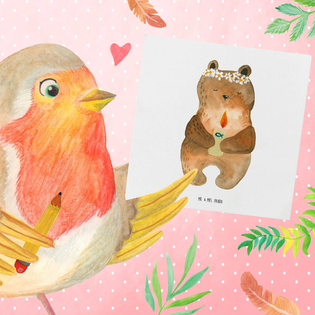 Deluxe Karte Bär Kommunion Geburtstagskarte, Hochwertige Klappkarte, Karte, Klappkarte, Hochzeitskarte, Einladungskarte, Grußkarte, Hochwertige Grußkarte, Glückwunschkarte, Bär, Teddy, Teddybär, katholisch, Kommunion, Taufkerze, Gottes Segen