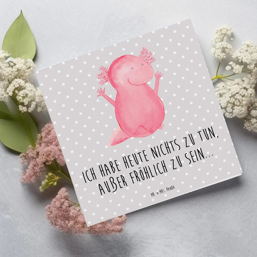 Deluxe Karte Axolotl Hurra Karte, Einladungskarte, Hochwertige Klappkarte, Hochzeitskarte, Klappkarte, Glückwunschkarte, Grußkarte, Hochwertige Grußkarte, Geburtstagskarte, Axolotl, Molch, Lurch, Zufriedenheit, fröhlich, Freude, Schwanzlurch, Lurche, Axolot, Motivation, Spaß