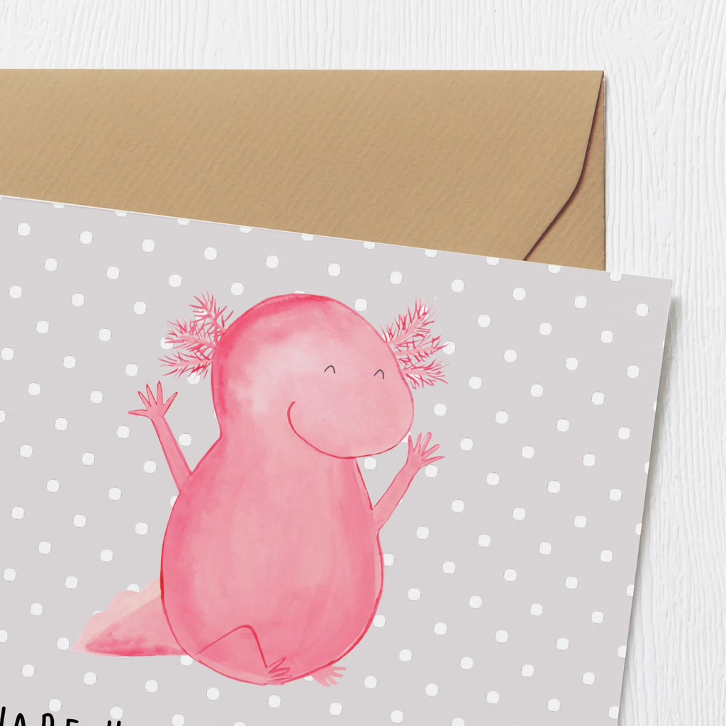 Deluxe Karte Axolotl Hurra Karte, Einladungskarte, Hochwertige Klappkarte, Hochzeitskarte, Klappkarte, Glückwunschkarte, Grußkarte, Hochwertige Grußkarte, Geburtstagskarte, Axolotl, Molch, Lurch, Zufriedenheit, fröhlich, Freude, Schwanzlurch, Lurche, Axolot, Motivation, Spaß