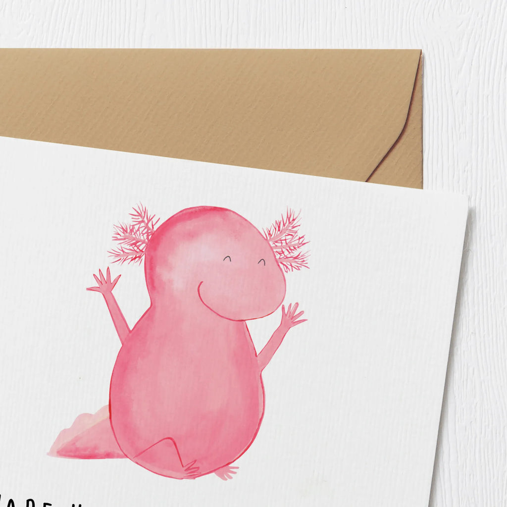 Deluxe Karte Axolotl Hurra Karte, Einladungskarte, Hochwertige Klappkarte, Hochzeitskarte, Klappkarte, Glückwunschkarte, Grußkarte, Hochwertige Grußkarte, Geburtstagskarte, Axolotl, Molch, Lurch, Zufriedenheit, fröhlich, Freude, Schwanzlurch, Lurche, Axolot, Motivation, Spaß