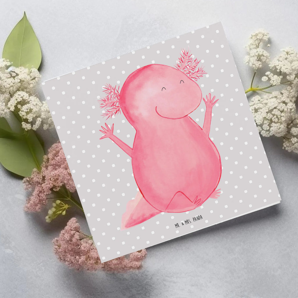 Deluxe Karte Axolotl Hurra Karte, Einladungskarte, Hochwertige Klappkarte, Hochzeitskarte, Klappkarte, Glückwunschkarte, Grußkarte, Hochwertige Grußkarte, Geburtstagskarte, Axolotl, Molch, Lurch, Zufriedenheit, fröhlich, Freude, Schwanzlurch, Lurche, Axolot, Motivation, Spaß