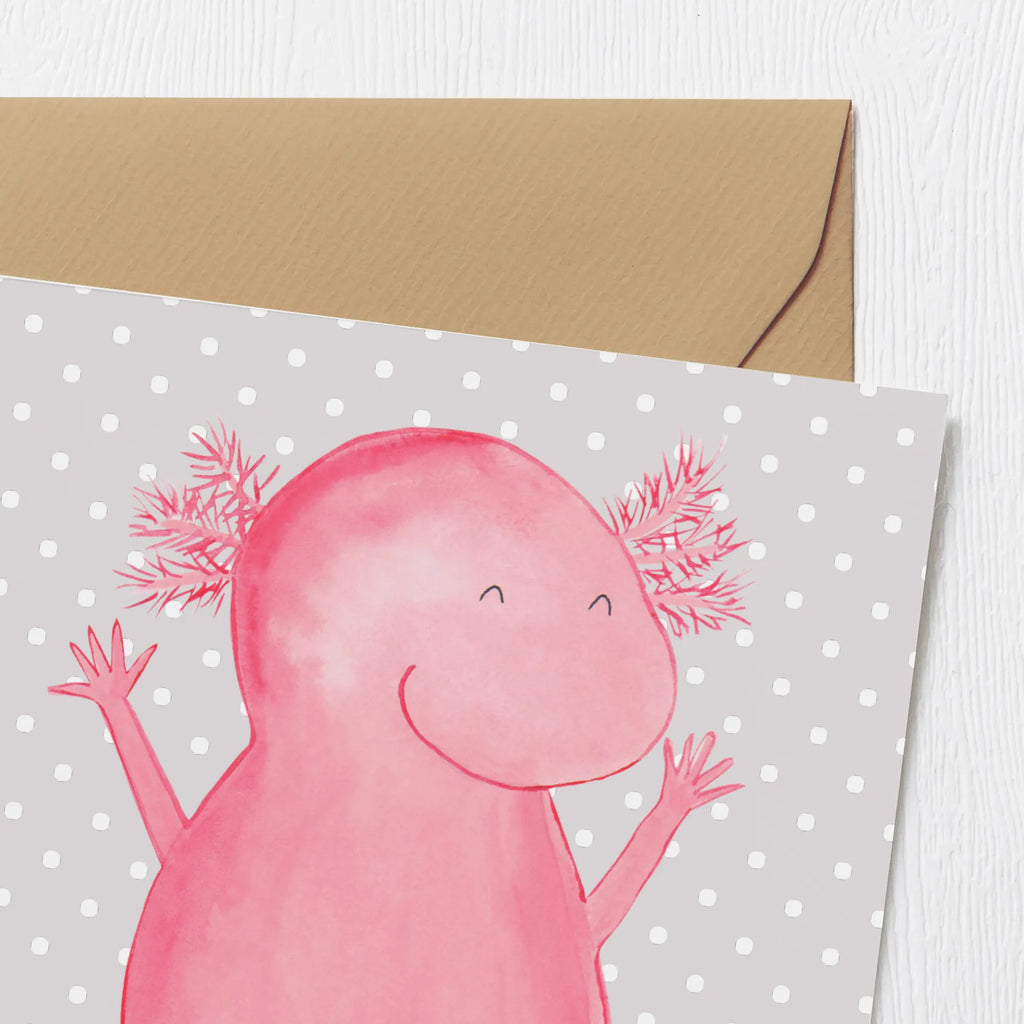 Deluxe Karte Axolotl Hurra Karte, Einladungskarte, Hochwertige Klappkarte, Hochzeitskarte, Klappkarte, Glückwunschkarte, Grußkarte, Hochwertige Grußkarte, Geburtstagskarte, Axolotl, Molch, Lurch, Zufriedenheit, fröhlich, Freude, Schwanzlurch, Lurche, Axolot, Motivation, Spaß