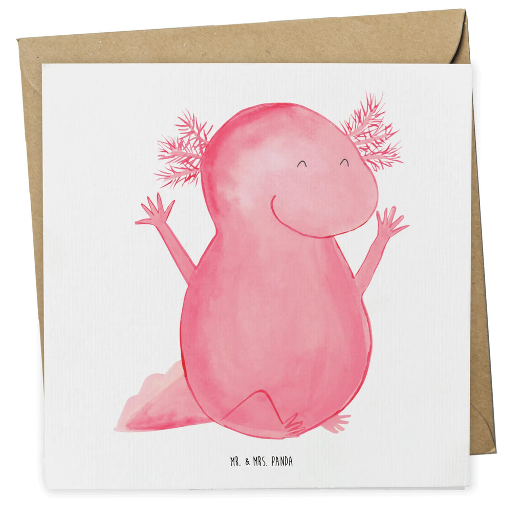 Deluxe Karte Axolotl Hurra Karte, Einladungskarte, Hochwertige Klappkarte, Hochzeitskarte, Klappkarte, Glückwunschkarte, Grußkarte, Hochwertige Grußkarte, Geburtstagskarte, Axolotl, Molch, Lurch, Zufriedenheit, fröhlich, Freude, Schwanzlurch, Lurche, Axolot, Motivation, Spaß
