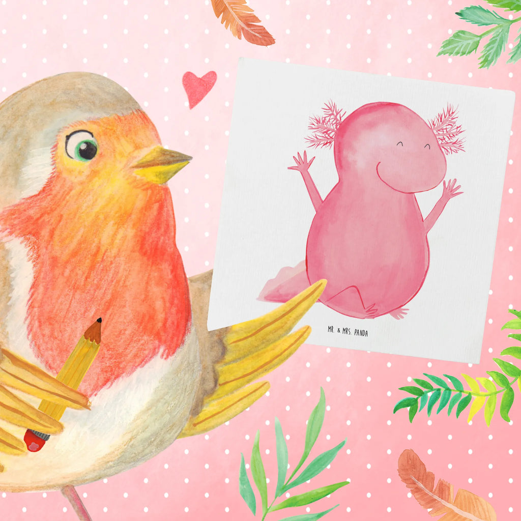 Deluxe Karte Axolotl Hurra Karte, Einladungskarte, Hochwertige Klappkarte, Hochzeitskarte, Klappkarte, Glückwunschkarte, Grußkarte, Hochwertige Grußkarte, Geburtstagskarte, Axolotl, Molch, Lurch, Zufriedenheit, fröhlich, Freude, Schwanzlurch, Lurche, Axolot, Motivation, Spaß