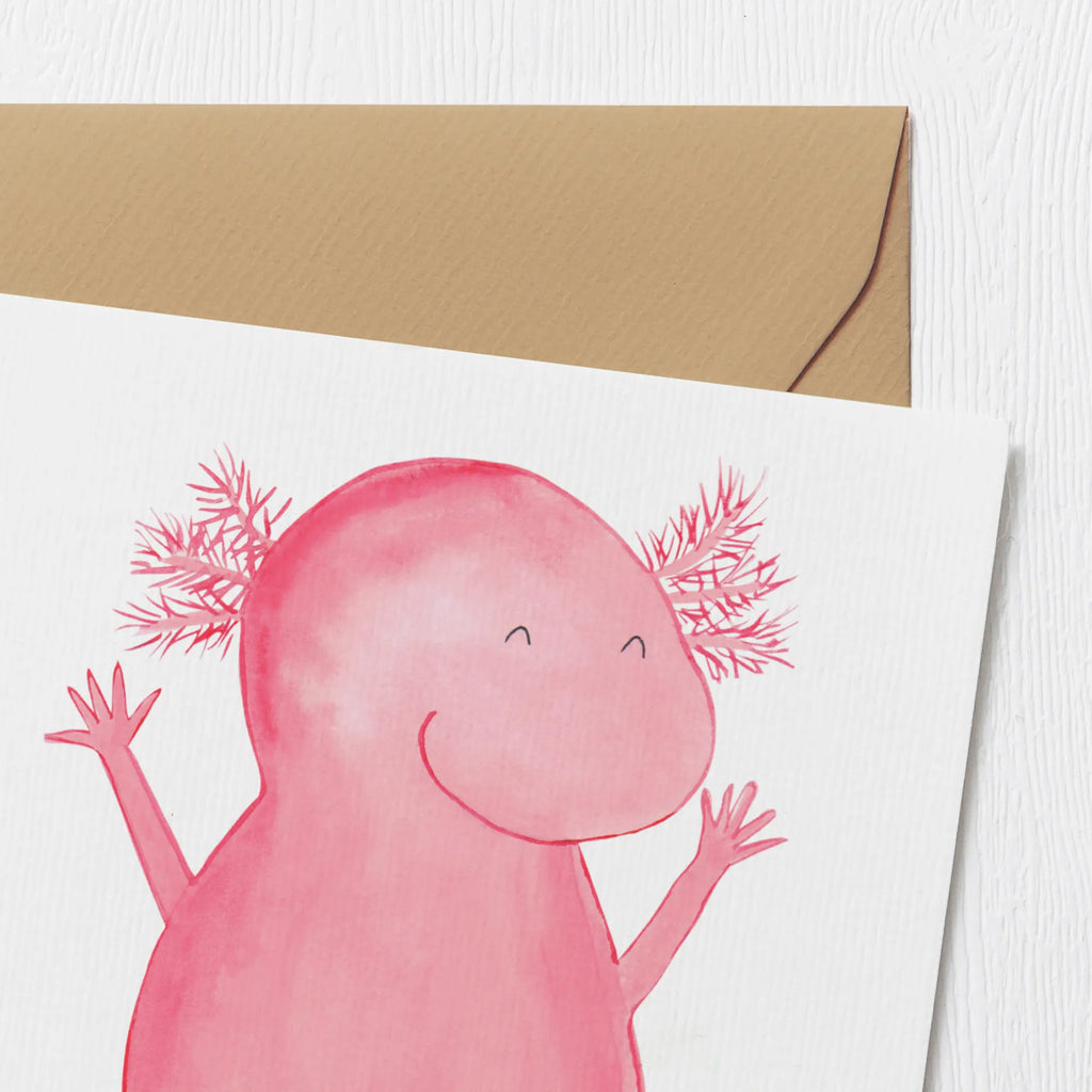 Deluxe Karte Axolotl Hurra Karte, Einladungskarte, Hochwertige Klappkarte, Hochzeitskarte, Klappkarte, Glückwunschkarte, Grußkarte, Hochwertige Grußkarte, Geburtstagskarte, Axolotl, Molch, Lurch, Zufriedenheit, fröhlich, Freude, Schwanzlurch, Lurche, Axolot, Motivation, Spaß