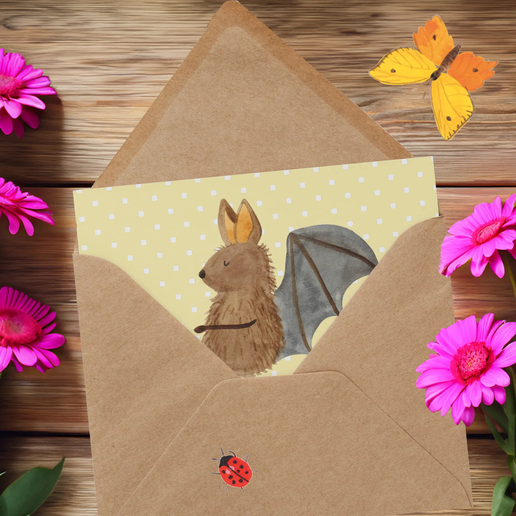 Deluxe Karte Fledermaus Sitzen Einladungskarte, Klappkarte, Geburtstagskarte, Karte, Glückwunschkarte, Hochwertige Grußkarte, Hochzeitskarte, Grußkarte, Hochwertige Klappkarte, Tiermotive, Gute Laune, lustige Sprüche, Tiere, Motivation, Fledermäuse, Fledermaus, entspannen