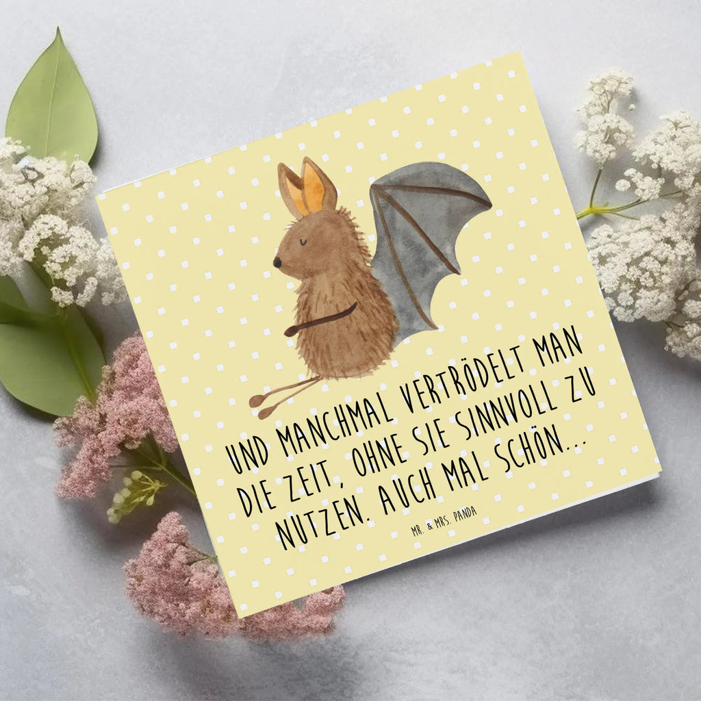 Deluxe Karte Fledermaus Sitzen Einladungskarte, Klappkarte, Geburtstagskarte, Karte, Glückwunschkarte, Hochwertige Grußkarte, Hochzeitskarte, Grußkarte, Hochwertige Klappkarte, Tiermotive, Gute Laune, lustige Sprüche, Tiere, Motivation, Fledermäuse, Fledermaus, entspannen