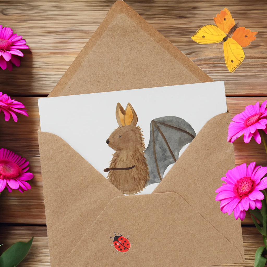 Deluxe Karte Fledermaus Sitzen Einladungskarte, Klappkarte, Geburtstagskarte, Karte, Glückwunschkarte, Hochwertige Grußkarte, Hochzeitskarte, Grußkarte, Hochwertige Klappkarte, Tiermotive, Gute Laune, lustige Sprüche, Tiere, Motivation, Fledermäuse, Fledermaus, entspannen