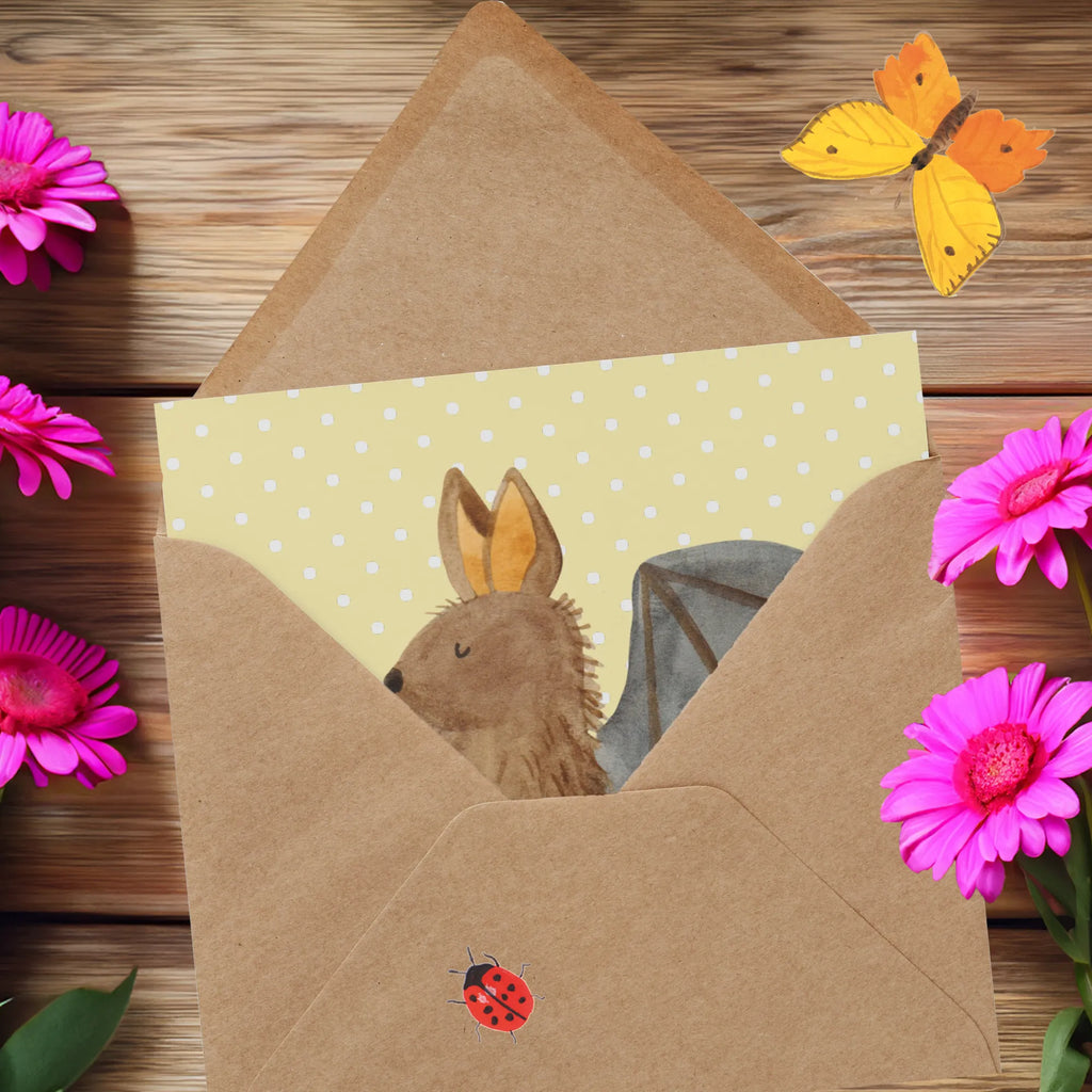 Deluxe Karte Fledermaus Sitzen Einladungskarte, Klappkarte, Geburtstagskarte, Karte, Glückwunschkarte, Hochwertige Grußkarte, Hochzeitskarte, Grußkarte, Hochwertige Klappkarte, Tiermotive, Gute Laune, lustige Sprüche, Tiere, Motivation, Fledermäuse, Fledermaus, entspannen