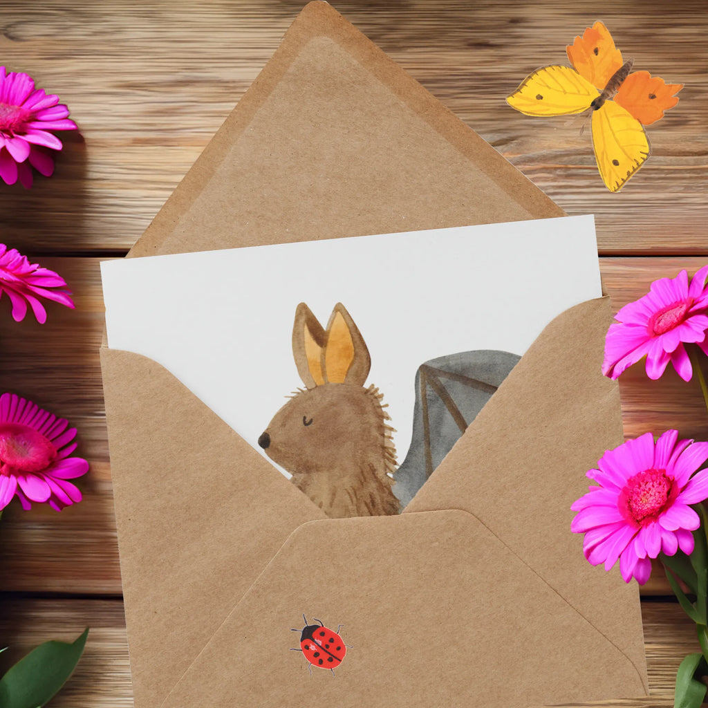 Deluxe Karte Fledermaus Sitzen Einladungskarte, Klappkarte, Geburtstagskarte, Karte, Glückwunschkarte, Hochwertige Grußkarte, Hochzeitskarte, Grußkarte, Hochwertige Klappkarte, Tiermotive, Gute Laune, lustige Sprüche, Tiere, Motivation, Fledermäuse, Fledermaus, entspannen