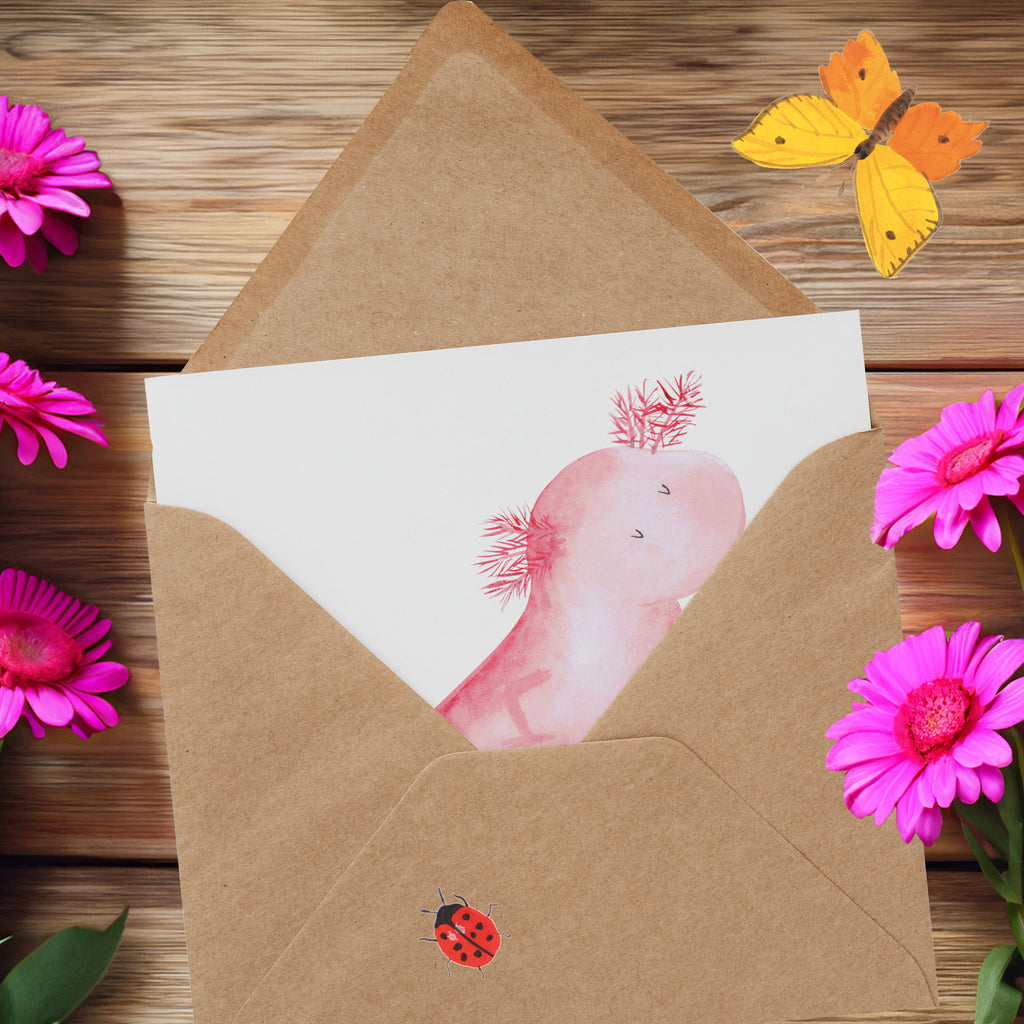 Deluxe Karte Axolotl Tanzen Hochwertige Klappkarte, Karte, Klappkarte, Einladungskarte, Geburtstagskarte, Hochzeitskarte, Glückwunschkarte, Grußkarte, Hochwertige Grußkarte, Axolotl, Molch, beste Freundin, Schwanzlurch, verrückt, Lurch, Sterne, Dachschaden, Lurche, Axolot, Freundin
