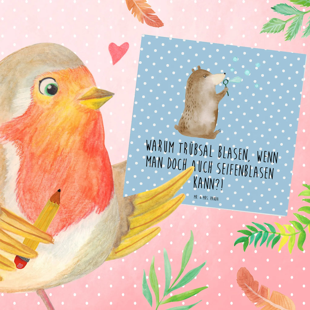 Deluxe Karte Bär Seifenblasen Klappkarte, Grußkarte, Einladungskarte, Hochwertige Klappkarte, Geburtstagskarte, Karte, Hochwertige Grußkarte, Hochzeitskarte, Glückwunschkarte, Bär, Teddy, Teddybär, Seifenblasen Bär Lustig Sein Glücklich Traurig Happy