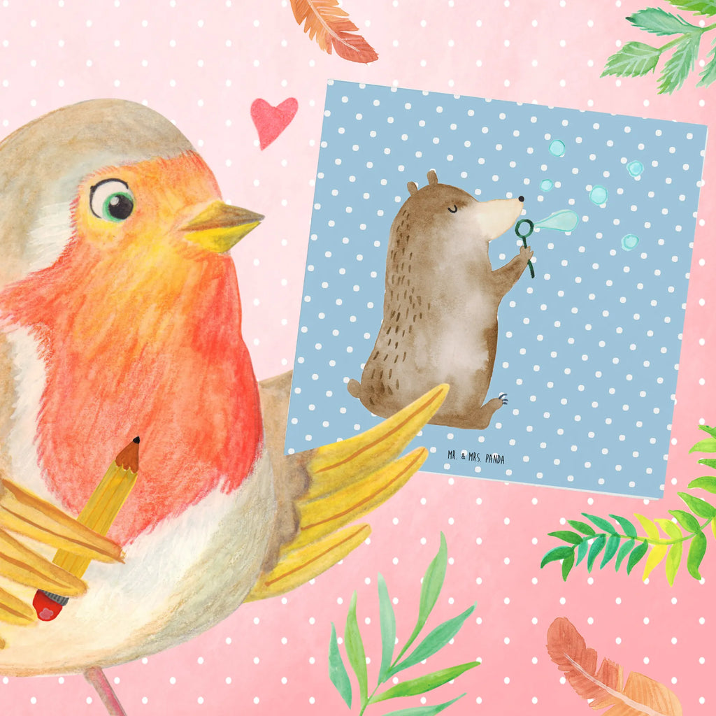 Deluxe Karte Bär Seifenblasen Klappkarte, Grußkarte, Einladungskarte, Hochwertige Klappkarte, Geburtstagskarte, Karte, Hochwertige Grußkarte, Hochzeitskarte, Glückwunschkarte, Bär, Teddy, Teddybär, Seifenblasen Bär Lustig Sein Glücklich Traurig Happy