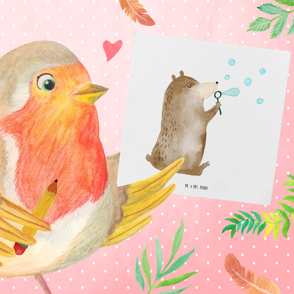 Deluxe Karte Bär Seifenblasen Klappkarte, Grußkarte, Einladungskarte, Hochwertige Klappkarte, Geburtstagskarte, Karte, Hochwertige Grußkarte, Hochzeitskarte, Glückwunschkarte, Bär, Teddy, Teddybär, Seifenblasen Bär Lustig Sein Glücklich Traurig Happy