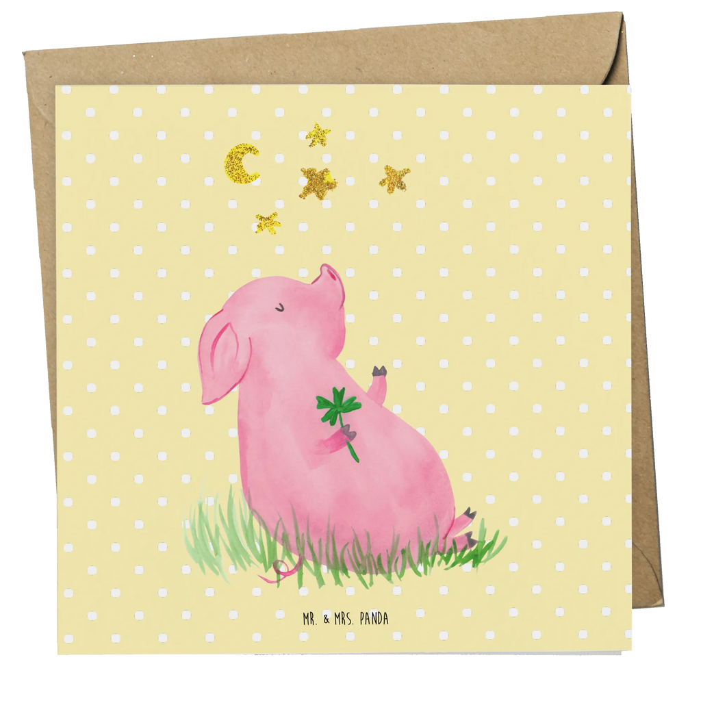Deluxe Karte Schwein Glück Glückwunschkarte, Karte, Hochwertige Klappkarte, Grußkarte, Hochzeitskarte, Einladungskarte, Geburtstagskarte, Klappkarte, Hochwertige Grußkarte, Tiermotive, Gute Laune, lustige Sprüche, Tiere, Träume, Sterne, Glücksbringer, Sernchen, Schweinchen, Ziele, Glücksschwein. Glück, Schwein, Motivation
