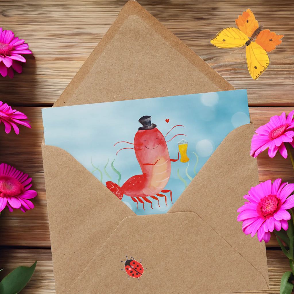 Deluxe Karte Hummer Weizen Einladungskarte, Hochzeitskarte, Karte, Hochwertige Grußkarte, Glückwunschkarte, Geburtstagskarte, Grußkarte, Klappkarte, Hochwertige Klappkarte, Meerestiere, Meer, Urlaub, Junggesellin, Männerhaushalt, Kneipe, Kochen, Gasthaus, Junggeselle, Bierliebhaber, Garnelen, Bier, Wirtschaft, Garnele