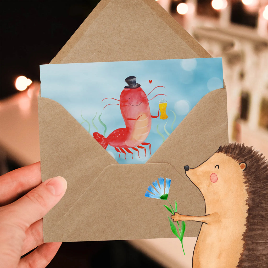 Deluxe Karte Hummer Weizen Einladungskarte, Hochzeitskarte, Karte, Hochwertige Grußkarte, Glückwunschkarte, Geburtstagskarte, Grußkarte, Klappkarte, Hochwertige Klappkarte, Meerestiere, Meer, Urlaub, Junggesellin, Männerhaushalt, Kneipe, Kochen, Gasthaus, Junggeselle, Bierliebhaber, Garnelen, Bier, Wirtschaft, Garnele