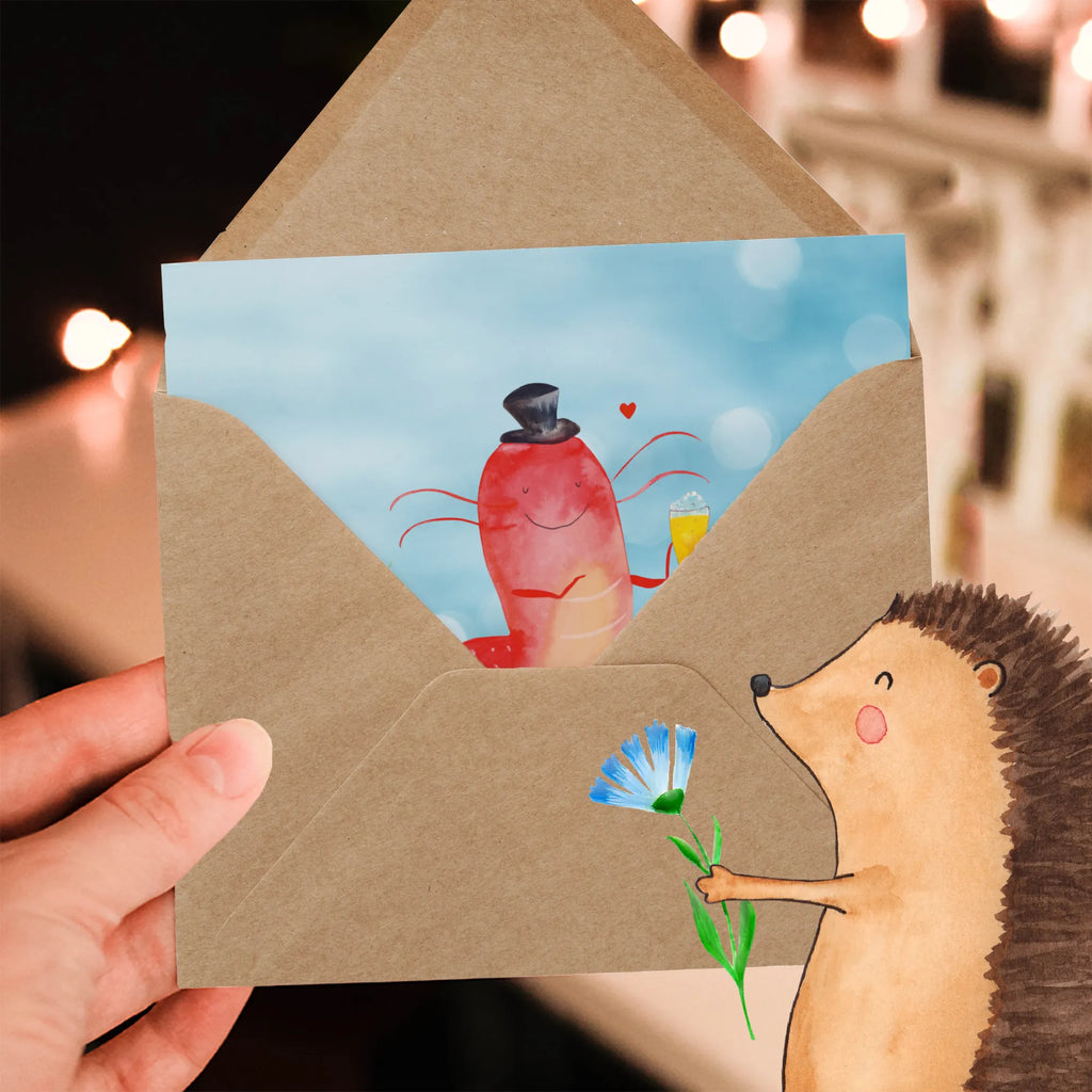 Deluxe Karte Hummer Weizen Einladungskarte, Hochzeitskarte, Karte, Hochwertige Grußkarte, Glückwunschkarte, Geburtstagskarte, Grußkarte, Klappkarte, Hochwertige Klappkarte, Meerestiere, Meer, Urlaub, Junggesellin, Männerhaushalt, Kneipe, Kochen, Gasthaus, Junggeselle, Bierliebhaber, Garnelen, Bier, Wirtschaft, Garnele