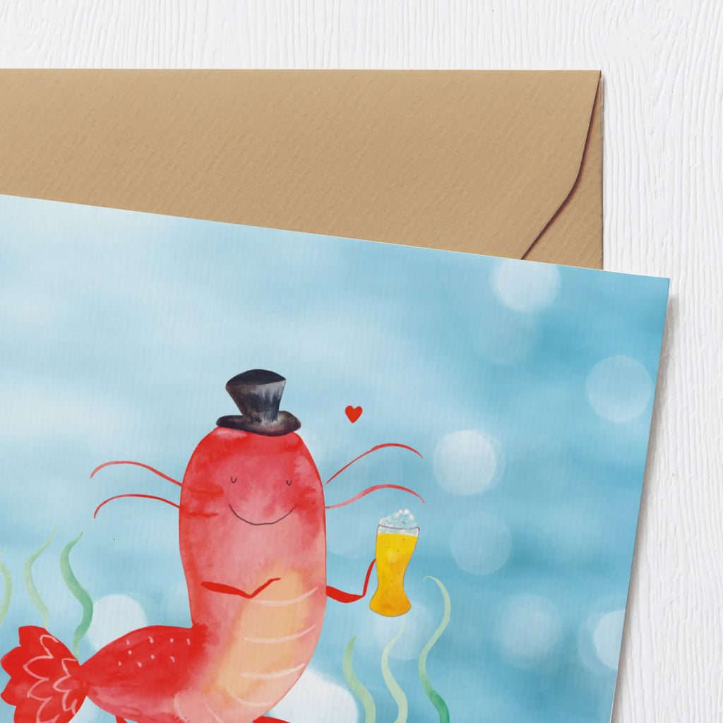 Deluxe Karte Hummer Weizen Einladungskarte, Hochzeitskarte, Karte, Hochwertige Grußkarte, Glückwunschkarte, Geburtstagskarte, Grußkarte, Klappkarte, Hochwertige Klappkarte, Meerestiere, Meer, Urlaub, Junggesellin, Männerhaushalt, Kneipe, Kochen, Gasthaus, Junggeselle, Bierliebhaber, Garnelen, Bier, Wirtschaft, Garnele