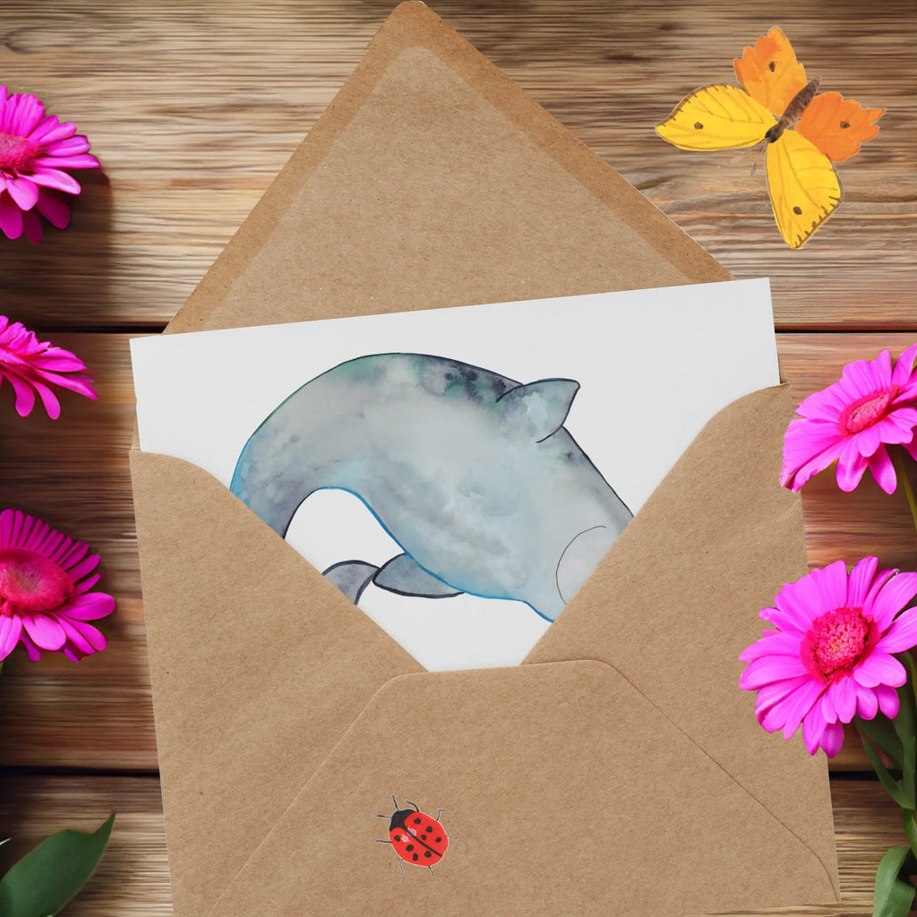 Deluxe Karte Narwal Hochwertige Klappkarte, Einladungskarte, Glückwunschkarte, Karte, Hochwertige Grußkarte, Klappkarte, Hochzeitskarte, Grußkarte, Geburtstagskarte, Meerestiere, Meer, Urlaub, Junggesellin, Putzen, Kinderzimmer, Hausfrau, Wal, Narwal, aufräumen