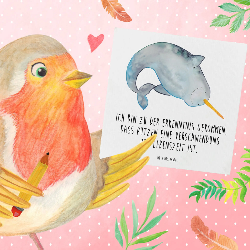 Deluxe Karte Narwal Hochwertige Klappkarte, Einladungskarte, Glückwunschkarte, Karte, Hochwertige Grußkarte, Klappkarte, Hochzeitskarte, Grußkarte, Geburtstagskarte, Meerestiere, Meer, Urlaub, Junggesellin, Putzen, Kinderzimmer, Hausfrau, Wal, Narwal, aufräumen