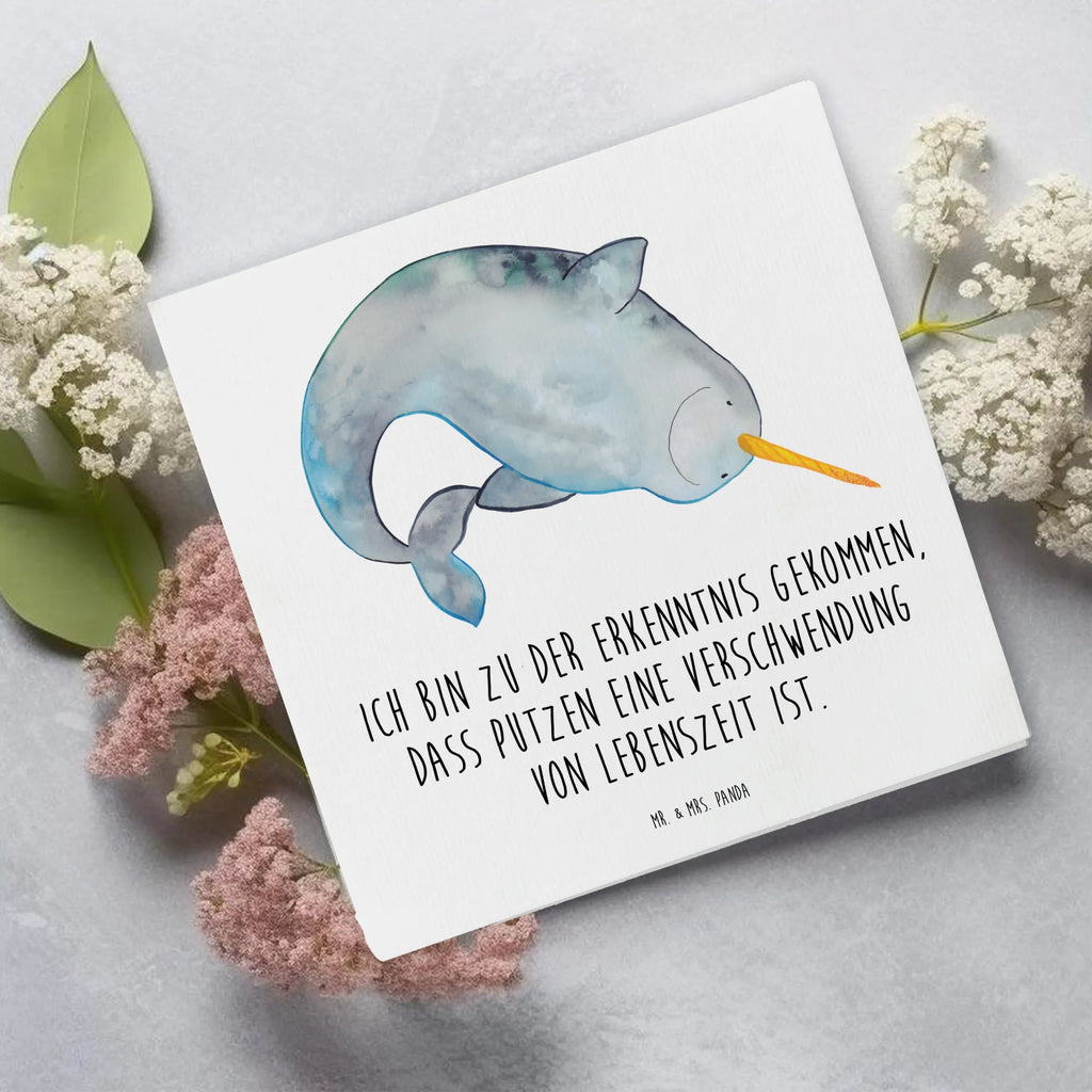 Deluxe Karte Narwal Hochwertige Klappkarte, Einladungskarte, Glückwunschkarte, Karte, Hochwertige Grußkarte, Klappkarte, Hochzeitskarte, Grußkarte, Geburtstagskarte, Meerestiere, Meer, Urlaub, Junggesellin, Putzen, Kinderzimmer, Hausfrau, Wal, Narwal, aufräumen