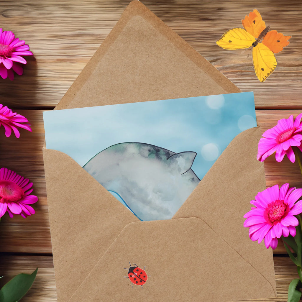 Deluxe Karte Narwal Hochwertige Klappkarte, Einladungskarte, Glückwunschkarte, Karte, Hochwertige Grußkarte, Klappkarte, Hochzeitskarte, Grußkarte, Geburtstagskarte, Meerestiere, Meer, Urlaub, Junggesellin, Putzen, Kinderzimmer, Hausfrau, Wal, Narwal, aufräumen