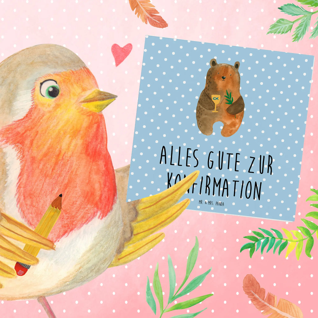 Deluxe Karte Bär Konfirmation Hochwertige Klappkarte, Hochzeitskarte, Einladungskarte, Glückwunschkarte, Hochwertige Grußkarte, Grußkarte, Geburtstagskarte, Karte, Klappkarte, Bär, Teddy, Teddybär, evangelisch, Kirche, Gottesdienst, Konfirmation