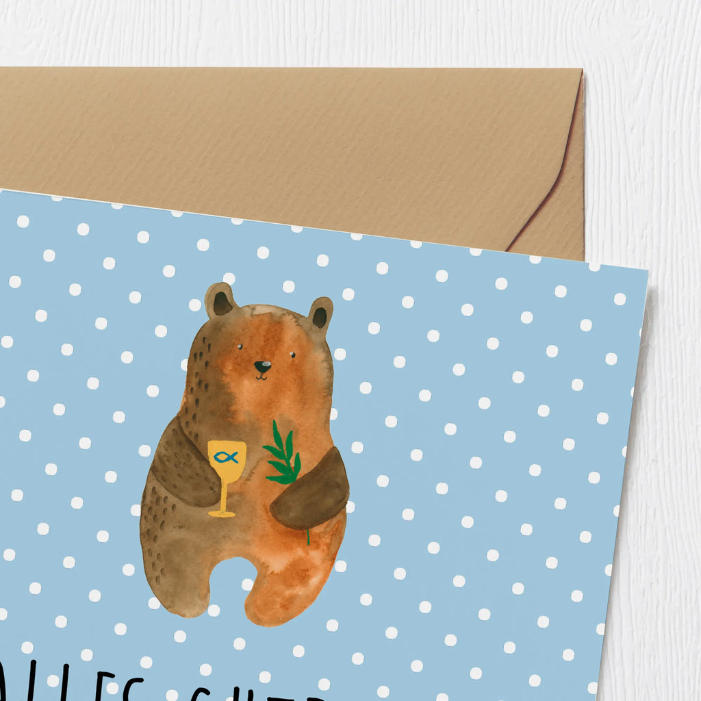 Deluxe Karte Bär Konfirmation Hochwertige Klappkarte, Hochzeitskarte, Einladungskarte, Glückwunschkarte, Hochwertige Grußkarte, Grußkarte, Geburtstagskarte, Karte, Klappkarte, Bär, Teddy, Teddybär, evangelisch, Kirche, Gottesdienst, Konfirmation