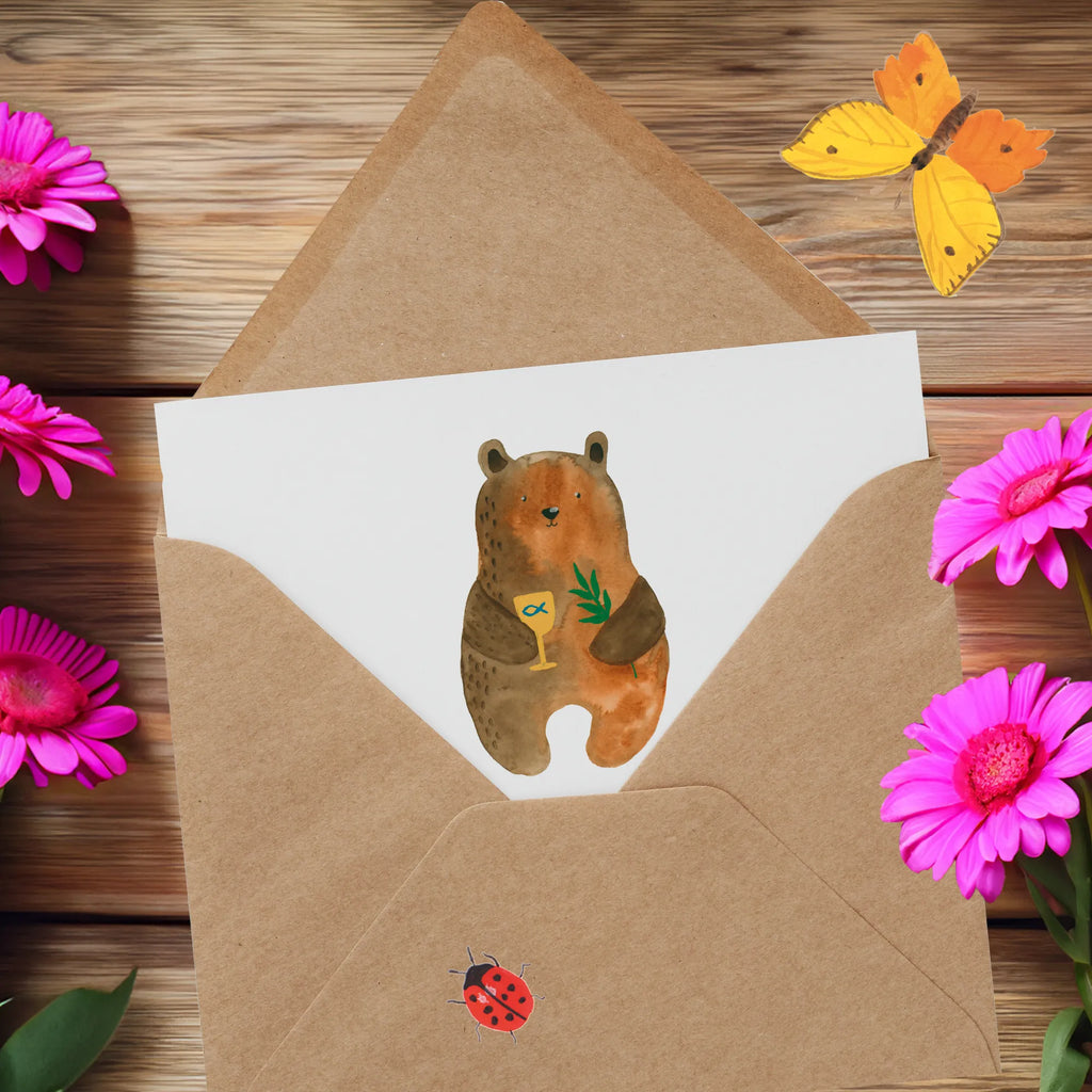 Deluxe Karte Bär Konfirmation Hochwertige Klappkarte, Hochzeitskarte, Einladungskarte, Glückwunschkarte, Hochwertige Grußkarte, Grußkarte, Geburtstagskarte, Karte, Klappkarte, Bär, Teddy, Teddybär, evangelisch, Kirche, Gottesdienst, Konfirmation