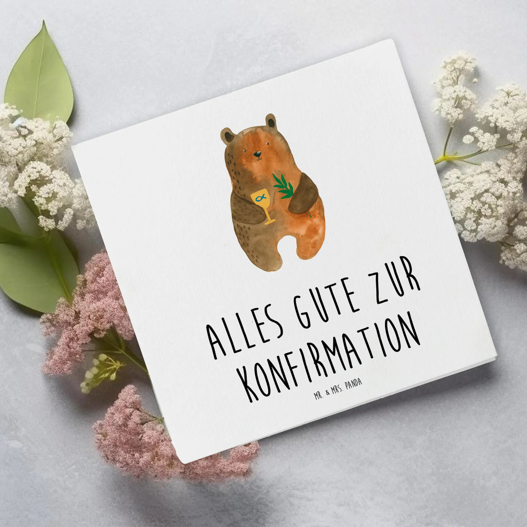 Deluxe Karte Bär Konfirmation Hochwertige Klappkarte, Hochzeitskarte, Einladungskarte, Glückwunschkarte, Hochwertige Grußkarte, Grußkarte, Geburtstagskarte, Karte, Klappkarte, Bär, Teddy, Teddybär, evangelisch, Kirche, Gottesdienst, Konfirmation