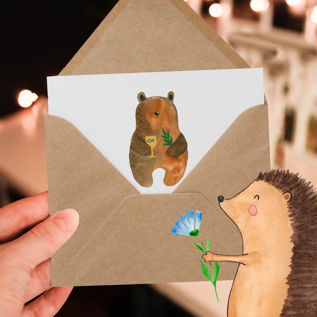 Deluxe Karte Bär Konfirmation Hochwertige Klappkarte, Hochzeitskarte, Einladungskarte, Glückwunschkarte, Hochwertige Grußkarte, Grußkarte, Geburtstagskarte, Karte, Klappkarte, Bär, Teddy, Teddybär, evangelisch, Kirche, Gottesdienst, Konfirmation