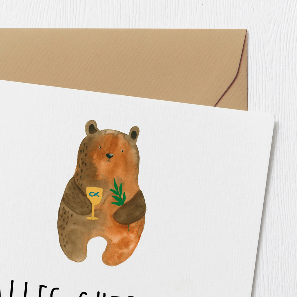 Deluxe Karte Bär Konfirmation Hochwertige Klappkarte, Hochzeitskarte, Einladungskarte, Glückwunschkarte, Hochwertige Grußkarte, Grußkarte, Geburtstagskarte, Karte, Klappkarte, Bär, Teddy, Teddybär, evangelisch, Kirche, Gottesdienst, Konfirmation