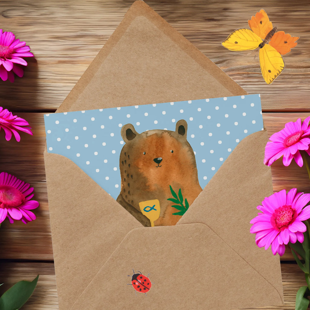 Deluxe Karte Bär Konfirmation Hochwertige Klappkarte, Hochzeitskarte, Einladungskarte, Glückwunschkarte, Hochwertige Grußkarte, Grußkarte, Geburtstagskarte, Karte, Klappkarte, Bär, Teddy, Teddybär, evangelisch, Kirche, Gottesdienst, Konfirmation