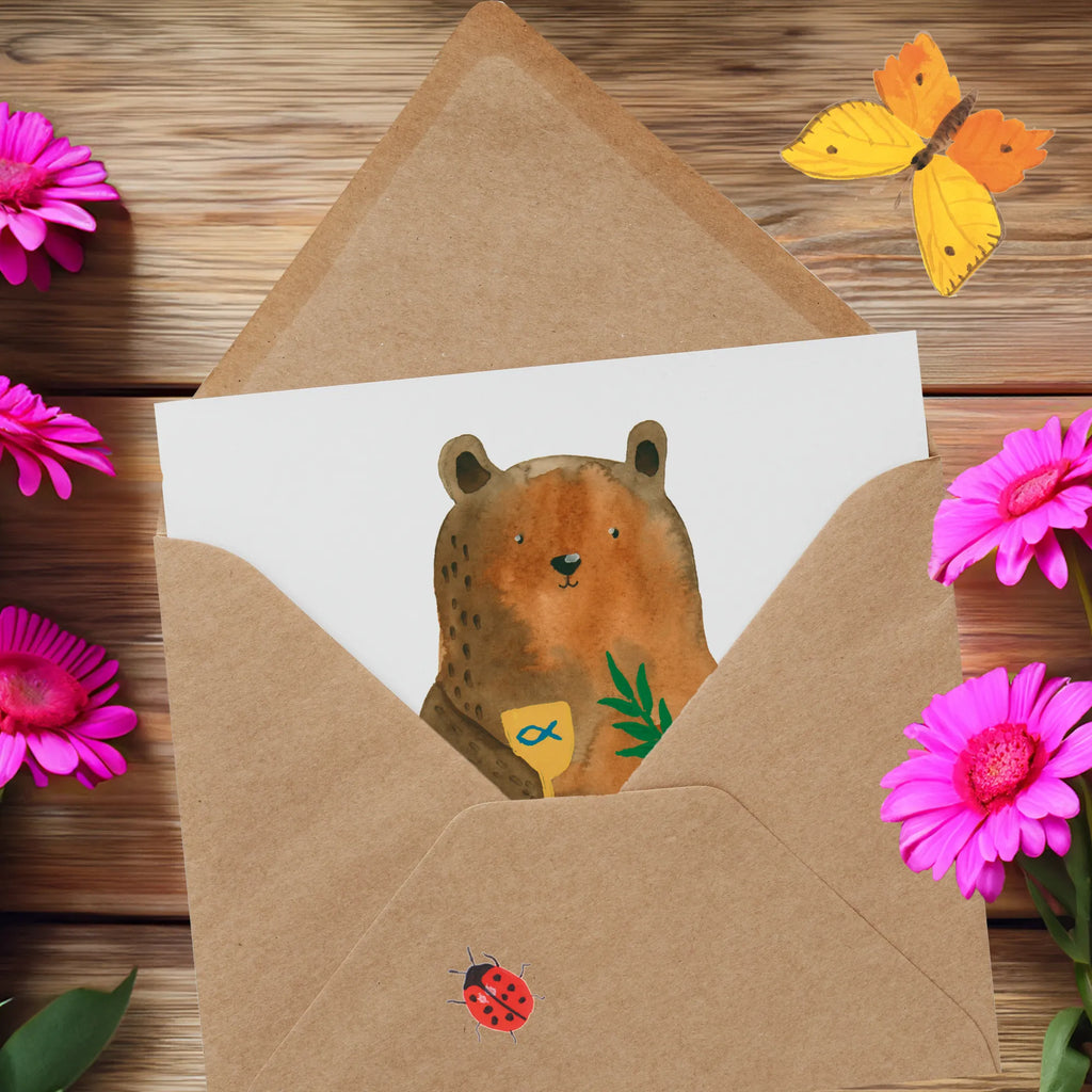 Deluxe Karte Bär Konfirmation Hochwertige Klappkarte, Hochzeitskarte, Einladungskarte, Glückwunschkarte, Hochwertige Grußkarte, Grußkarte, Geburtstagskarte, Karte, Klappkarte, Bär, Teddy, Teddybär, evangelisch, Kirche, Gottesdienst, Konfirmation