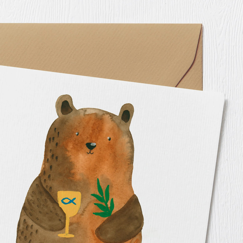Deluxe Karte Bär Konfirmation Hochwertige Klappkarte, Hochzeitskarte, Einladungskarte, Glückwunschkarte, Hochwertige Grußkarte, Grußkarte, Geburtstagskarte, Karte, Klappkarte, Bär, Teddy, Teddybär, evangelisch, Kirche, Gottesdienst, Konfirmation