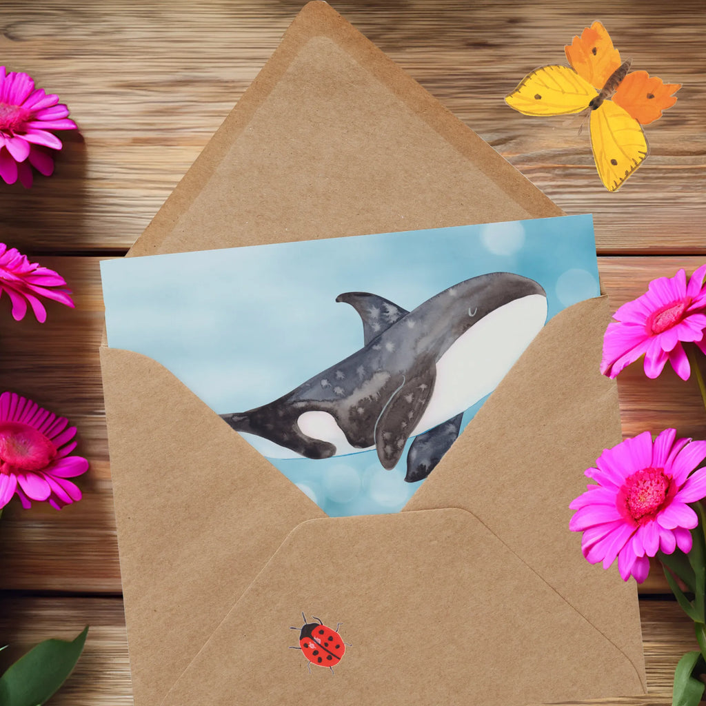 Deluxe Karte Orca doppelkarte, Klappkarte, anlasskarte, Glückwunschkarte, faltkarte, Grußkarte, Urlaub, Meer, Meerestiere, Arbeit, Startup, Orca, Selbstliebe, Möglichkeiten, Killerwal, Neustart, Motivation, Büro, Orcas, Wal