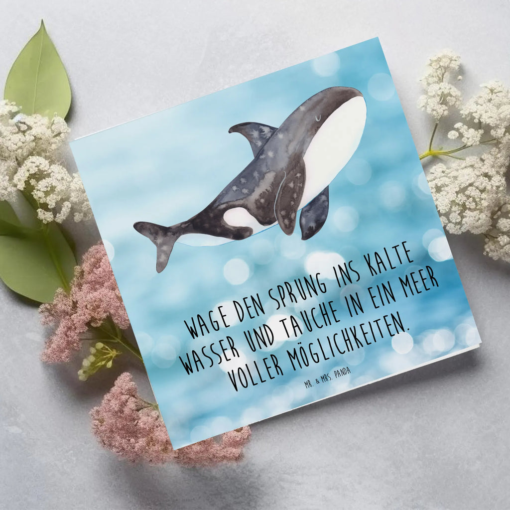 Deluxe Karte Orca doppelkarte, Klappkarte, anlasskarte, Glückwunschkarte, faltkarte, Grußkarte, Urlaub, Meer, Meerestiere, Arbeit, Startup, Orca, Selbstliebe, Möglichkeiten, Killerwal, Neustart, Motivation, Büro, Orcas, Wal