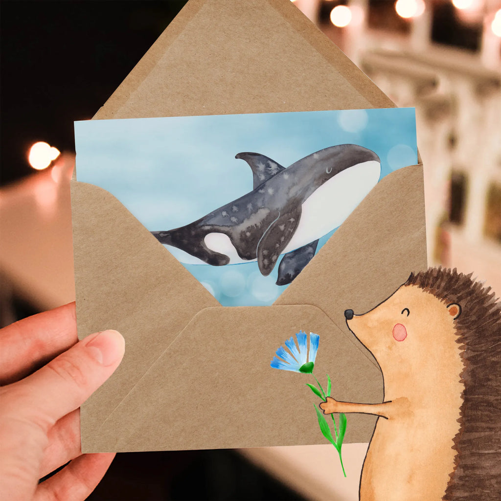Deluxe Karte Orca doppelkarte, Klappkarte, anlasskarte, Glückwunschkarte, faltkarte, Grußkarte, Urlaub, Meer, Meerestiere, Arbeit, Startup, Orca, Selbstliebe, Möglichkeiten, Killerwal, Neustart, Motivation, Büro, Orcas, Wal