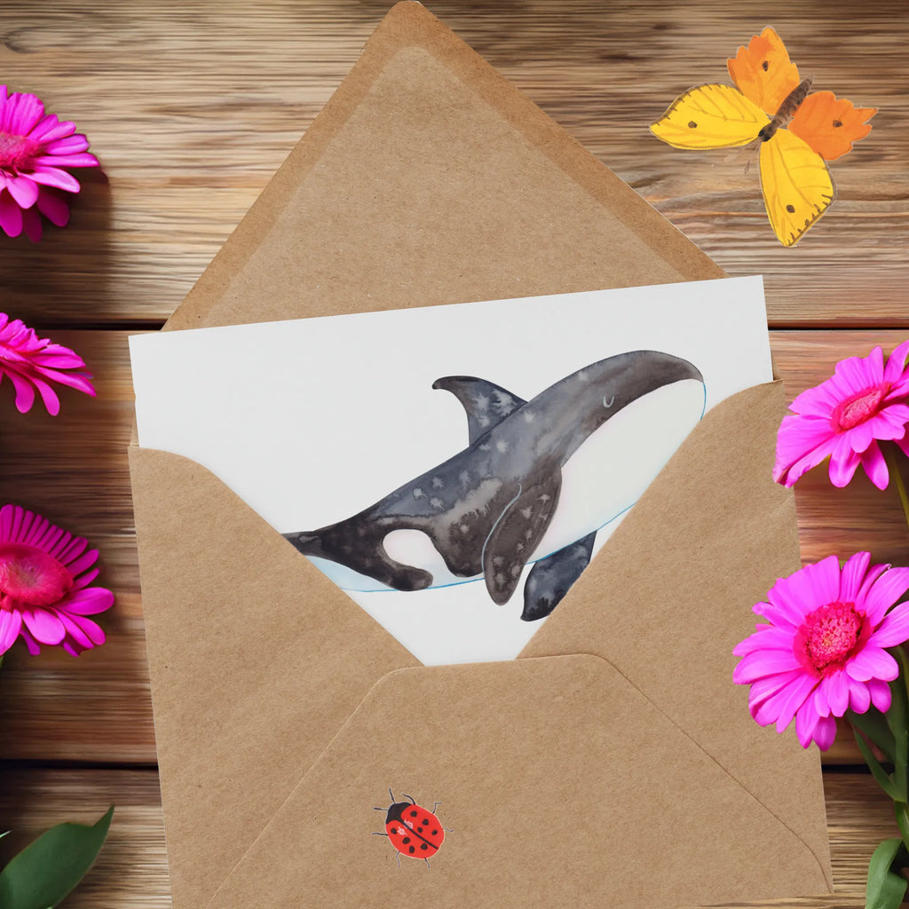 Deluxe Karte Orca doppelkarte, Klappkarte, anlasskarte, Glückwunschkarte, faltkarte, Grußkarte, Urlaub, Meer, Meerestiere, Arbeit, Startup, Orca, Selbstliebe, Möglichkeiten, Killerwal, Neustart, Motivation, Büro, Orcas, Wal