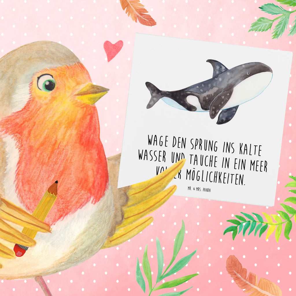 Deluxe Karte Orca doppelkarte, Klappkarte, anlasskarte, Glückwunschkarte, faltkarte, Grußkarte, Urlaub, Meer, Meerestiere, Arbeit, Startup, Orca, Selbstliebe, Möglichkeiten, Killerwal, Neustart, Motivation, Büro, Orcas, Wal