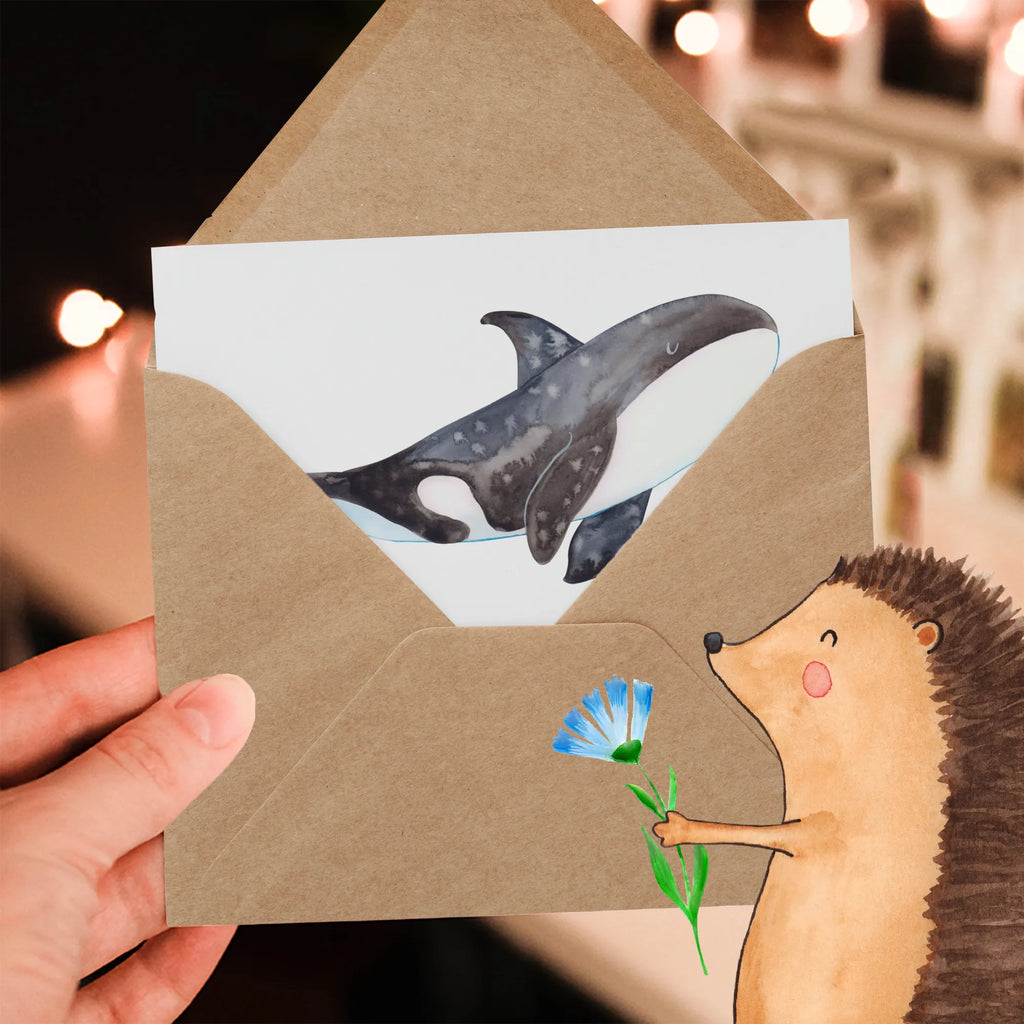 Deluxe Karte Orca doppelkarte, Klappkarte, anlasskarte, Glückwunschkarte, faltkarte, Grußkarte, Urlaub, Meer, Meerestiere, Arbeit, Startup, Orca, Selbstliebe, Möglichkeiten, Killerwal, Neustart, Motivation, Büro, Orcas, Wal