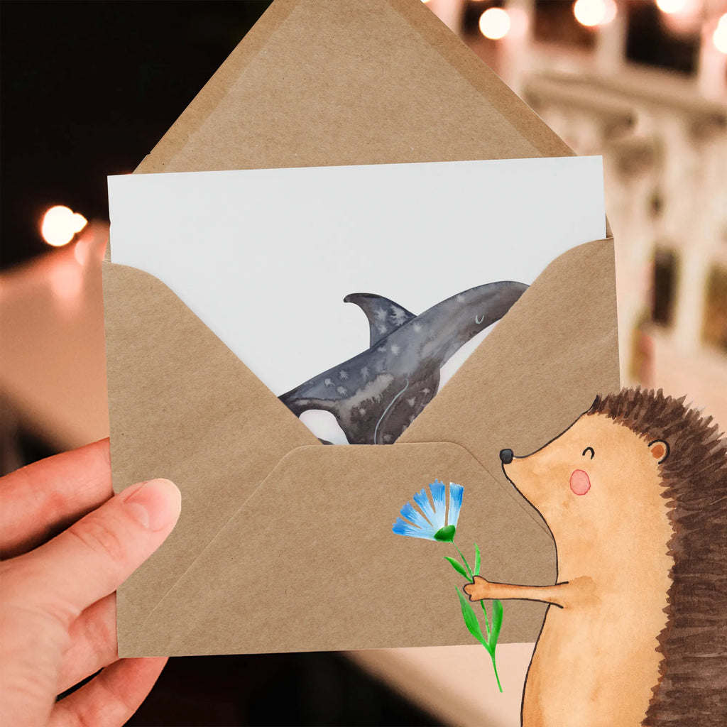 Deluxe Karte Orca doppelkarte, Klappkarte, anlasskarte, Glückwunschkarte, faltkarte, Grußkarte, Urlaub, Meer, Meerestiere, Arbeit, Startup, Orca, Selbstliebe, Möglichkeiten, Killerwal, Neustart, Motivation, Büro, Orcas, Wal