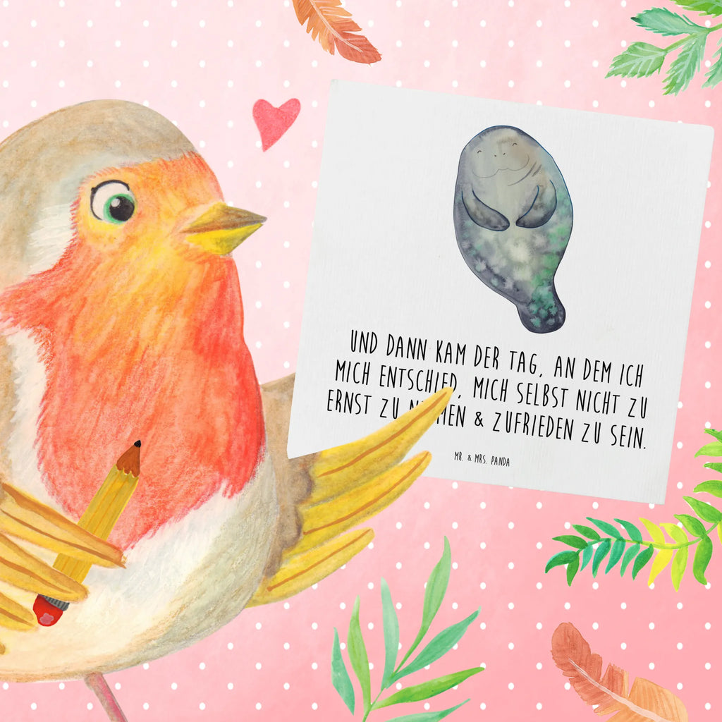 Deluxe Card manatee happy Hochwertige Grußkarte, Hochwertige Klappkarte, Grußkarte, Klappkarte, Glückwunschkarte, Karte, Einladungskarte, Hochzeitskarte, Geburtstagskarte, Meerestiere, Meer, Urlaub, Liebeskummer, Freundin, Seekühe, Selbstliebe, Neuanfang, Seekuh, Respekt, Neustart, Zufrieden, Achtsamkeit