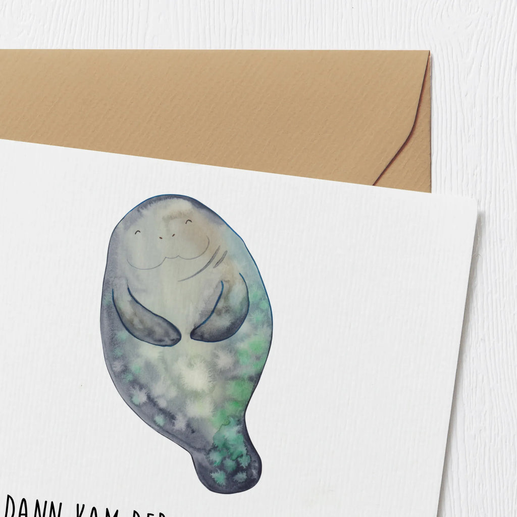 Deluxe Card manatee happy Hochwertige Grußkarte, Hochwertige Klappkarte, Grußkarte, Klappkarte, Glückwunschkarte, Karte, Einladungskarte, Hochzeitskarte, Geburtstagskarte, Meerestiere, Meer, Urlaub, Liebeskummer, Freundin, Seekühe, Selbstliebe, Neuanfang, Seekuh, Respekt, Neustart, Zufrieden, Achtsamkeit
