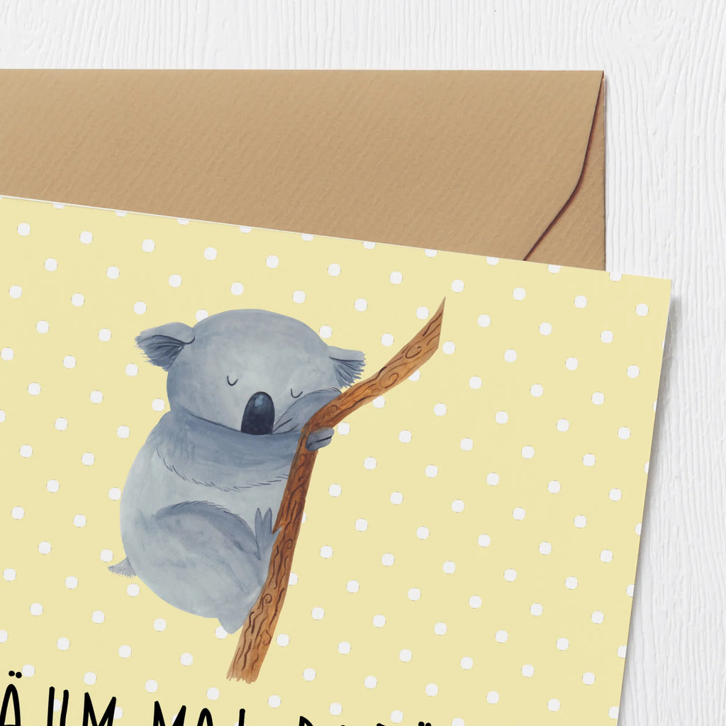 Deluxe Karte Koalabär Geburtstagskarte, Klappkarte, Grußkarte, Karte, Hochwertige Klappkarte, Einladungskarte, Glückwunschkarte, Hochzeitskarte, Hochwertige Grußkarte, Tiermotive, Gute Laune, lustige Sprüche, Tiere, träumen, Koala, Koalabär, Traum, schlafen, Schlafzimmer, Traumland, Bär