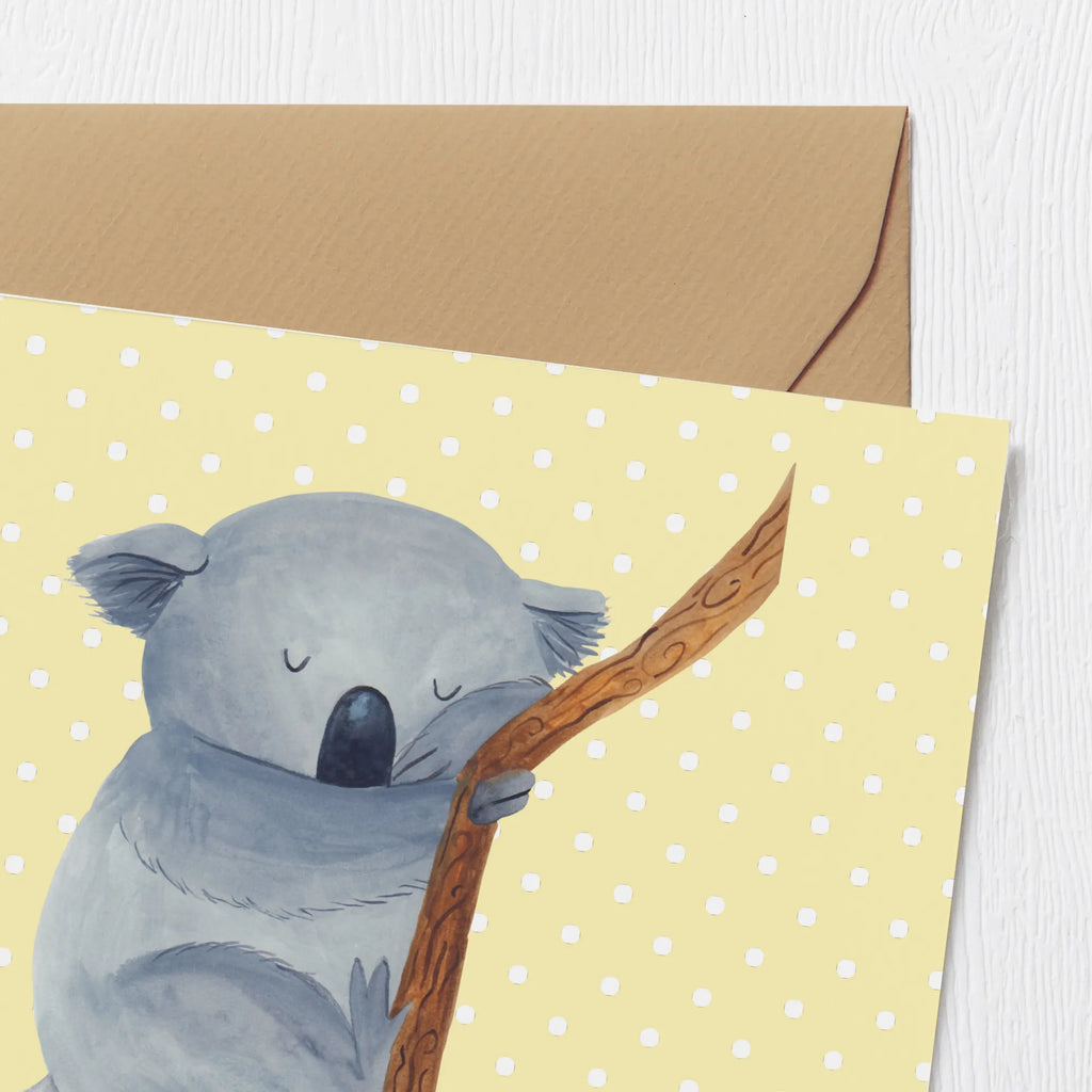 Deluxe Karte Koalabär Geburtstagskarte, Klappkarte, Grußkarte, Karte, Hochwertige Klappkarte, Einladungskarte, Glückwunschkarte, Hochzeitskarte, Hochwertige Grußkarte, Tiermotive, Gute Laune, lustige Sprüche, Tiere, träumen, Koala, Koalabär, Traum, schlafen, Schlafzimmer, Traumland, Bär