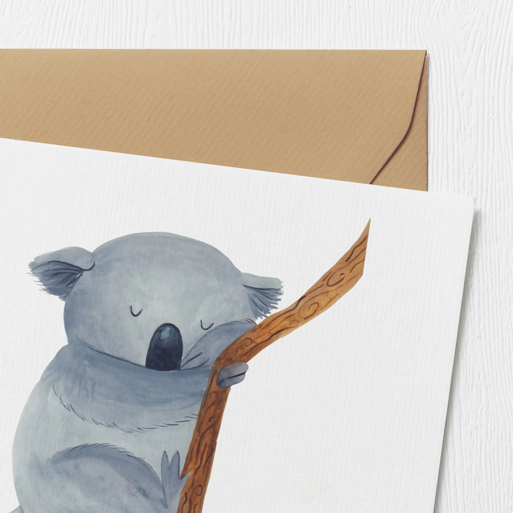 Deluxe Karte Koalabär Geburtstagskarte, Klappkarte, Grußkarte, Karte, Hochwertige Klappkarte, Einladungskarte, Glückwunschkarte, Hochzeitskarte, Hochwertige Grußkarte, Tiermotive, Gute Laune, lustige Sprüche, Tiere, träumen, Koala, Koalabär, Traum, schlafen, Schlafzimmer, Traumland, Bär